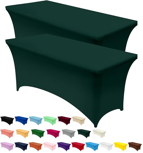 Utopia Kitchen Spandex Tischdecke 2 Pack [4FT, Jägergrün] Enge, Passgenaue, Waschbar und Faltenfrei Tischdecke Outdoor für Veranstaltung, Hochzeit, Bankett & Partys [183Lx76Wx76H] cm von Utopia Kitchen