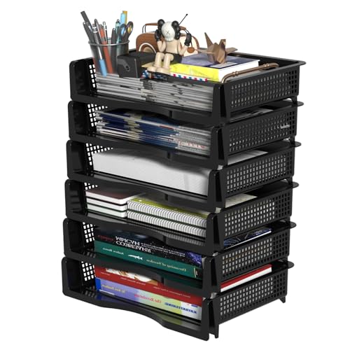 Uumitty Stapelbare Papierablage aus Kunststoff, Briefablage, Organizer, Schwarz, 6 Stück Uumitty Stapelbare Papierablage aus Kunststoff, Briefablage, Organizer, Schwarz, 6 Stück von Uumitty