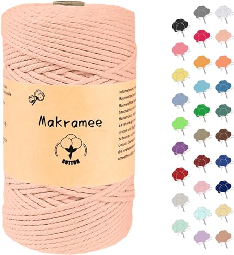 Uvolo 3mm x 100m Makramee Garn, Baumwollgarn, Macrame Kordel für Basteln, Pflanzenbügel-Hautpuder von Uvolo