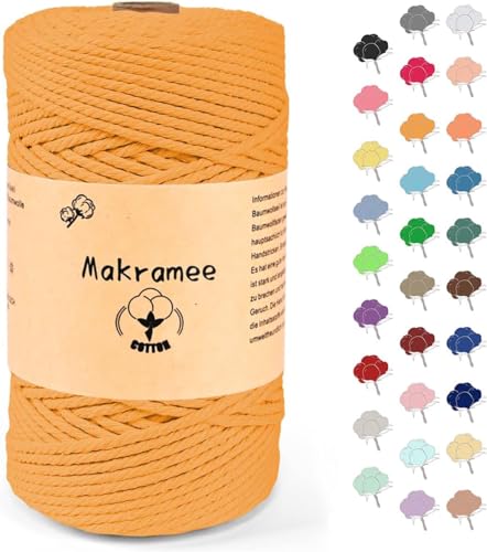 3mm x 200m Makramee Garn, Baumwollgarn, Macrame Kordel für Basteln, Pflanzenbügel-Goldene Nadel rot von Uvolo