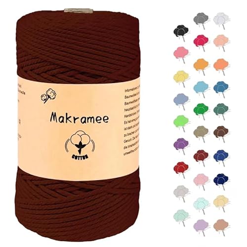 3mm x 200m Makramee Garn, Baumwollgarn, Macrame Kordel für Basteln, Pflanzenbügel-Rostrot von Uvolo