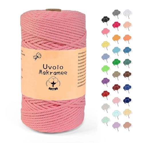 3mm x 200m Makramee Garn, Baumwollgarn, Macrame Kordel für Basteln, Pflanzenbügel-Wassermelonenrot 3mm x 200m Makramee Garn, Baumwollgarn, Macrame Kordel für Basteln, Pflanzenbügel-Wassermelonenrot von Uvolo