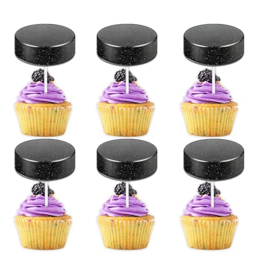 Cupcake-Topper mit Glitzer, Eishockeyball, Dessert, Cupcake-Topper, Picks für Eishockey-Sport, Themen-Dekoration, für Männer und Frauen, Happy Birthday, Party-Dekorationen, 18 Stück Cupcake-Topper mit Glitzer, Eishockeyball, Dessert, Cupcake-Topper, Picks für Eishockey-Sport, Themen-Dekoration, für Männer und Frauen, Happy Birthday, Party-Dekorationen, 18 Stück von Uwaikin
