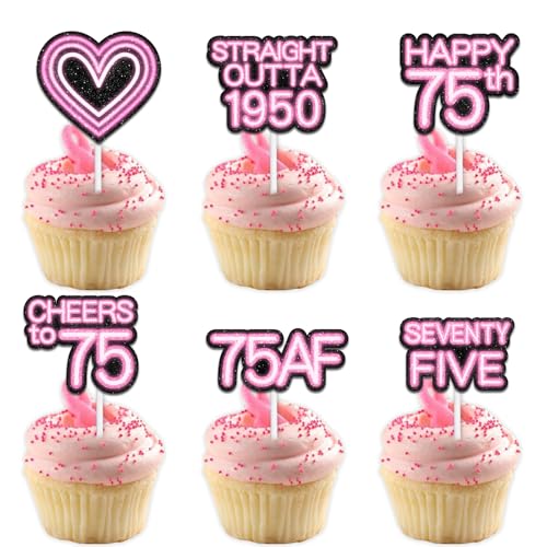 Cupcake-Topper mit Glitzer-Herz, für Straight Outta 1950 Legend Since 1950, Themen-Dekor-Zubehör, Herren, Happy 75th Birthday, Party-Dekorationsset, 18-teilig Cupcake-Topper mit Glitzer-Herz, für Straight Outta 1950 Legend Since 1950, Themen-Dekor-Zubehör, Herren, Happy 75th Birthday, Party-Dekorationsset, 18-teilig von Uwaikin