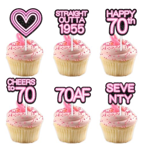 Cupcake-Topper mit Glitzer-Herz, für Straight Outta 1955 Legend Since 1955, Themen-Dekor-Zubehör, Herren, Happy 70th Birthday, Party-Dekorationsset, 18-teilig Cupcake-Topper mit Glitzer-Herz, für Straight Outta 1955 Legend Since 1955, Themen-Dekor-Zubehör, Herren, Happy 70th Birthday, Party-Dekorationsset, 18-teilig von Uwaikin