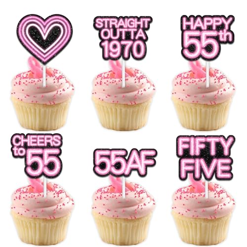 Cupcake-Topper mit Glitzer-Herz, für Straight Outta 1970 Legend Since 1970, Themen-Dekor-Zubehör, Herren, Happy 55th Birthday, Party-Dekorationsset, 18-teilig Cupcake-Topper mit Glitzer-Herz, für Straight Outta 1970 Legend Since 1970, Themen-Dekor-Zubehör, Herren, Happy 55th Birthday, Party-Dekorationsset, 18-teilig von Uwaikin