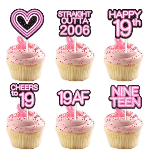 Cupcake-Topper mit Glitzer-Herz, für Straight Outta 2006 Legend Since 2006, Themen-Dekor-Zubehör, Herren, Happy 19th Birthday, Party-Dekorationsset, 18-teilig von Uwaikin