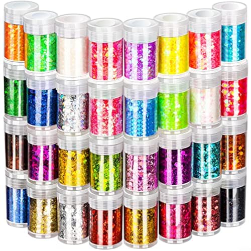 Uwithdanceme Feiner Glitzer, 32 Farben, holografisches Glitzerpulver für Trinkgläser, Kunst- und Bastelglitzer, schillernder Glitzer für Epoxidharz. Eigenschaften: Uwithdanceme Feiner Glitzer, 32 Farben, holografisches Glitzerpulver für Trinkgläser, Kunst- und Bastelglitzer, schillernder Glitzer für Epoxidharz. Eigenschaften: von Uwithdanceme