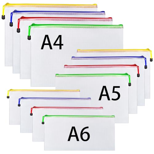 Uwiyo Dokumententasche A4 A5 A6, 12 Stück Dokumentenmappe A4 A5 A6 Transparent Sammelmappen Tasche Brieftasche für Dokumenten Datei Papier von Uwiyo