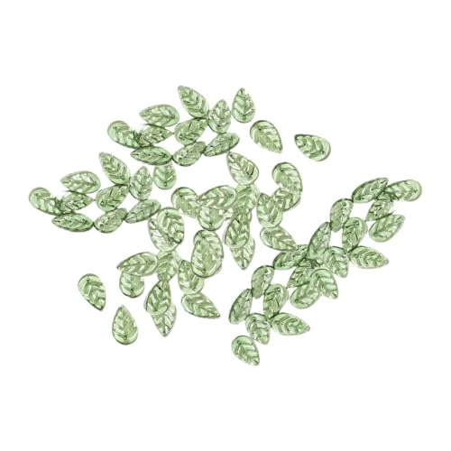 UxicRuya 50Pcs Acryl Blatt Charms Elegante Spacer Perlen DIY Schmuck Machen Zubehör, Dunkelgrün, 2.3 X 0.65 cm von UxicRuya