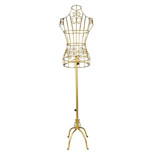 UxicRuya Draht Mannequin Torso, Halbkörper, Metallornament, Kleiderständer, Schneiderpuppe für Schneider, Nähständer, Gold von UxicRuya