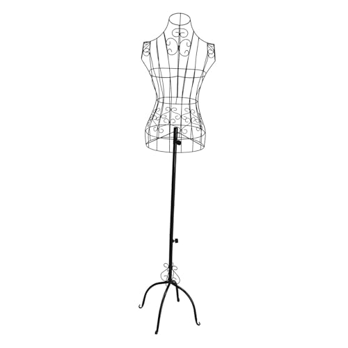 UxicRuya Draht Mannequin Torso, Halbkörper, Metallornament, Kleiderständer, Schneiderpuppe für Schneider, Nähständer, Schwarz von UxicRuya
