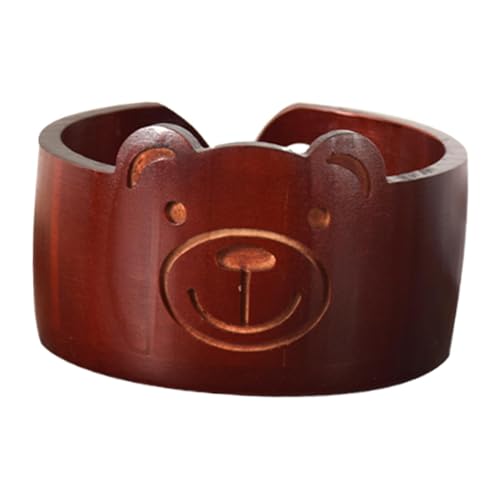 UxicRuya Garnschale Aus Holz, Häkelschale mit Geschnitztem Loch, Holz, Spender, Aufbewahrung von Webgarn, Strickgarnhalter für Frauen, Geschenk, Rot, Bär von UxicRuya