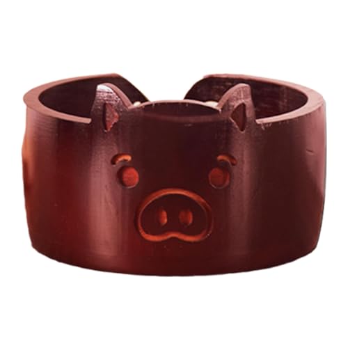 UxicRuya Garnschale Aus Holz, Häkelschale mit Geschnitztem Loch, Holz, Spender, Aufbewahrung von Webgarn, Strickgarnhalter für Frauen, Geschenk, Rot, Schweinchen von UxicRuya