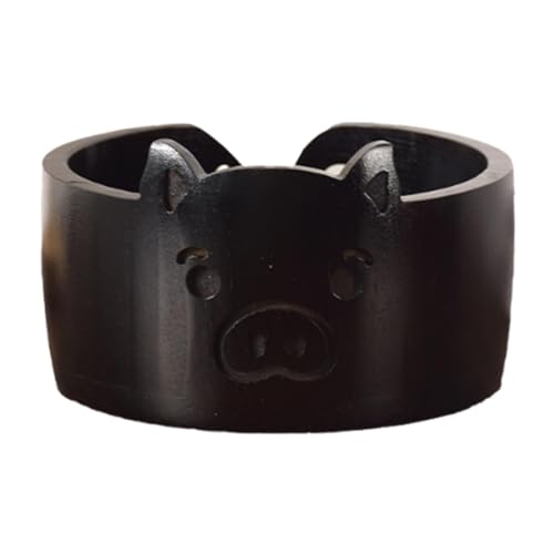 UxicRuya Garnschale Aus Holz, Häkelschale mit Geschnitztem Loch, Holz, Spender, Aufbewahrung von Webgarn, Strickgarnhalter für Frauen, Geschenk, Schwarz, Schweinchen von UxicRuya