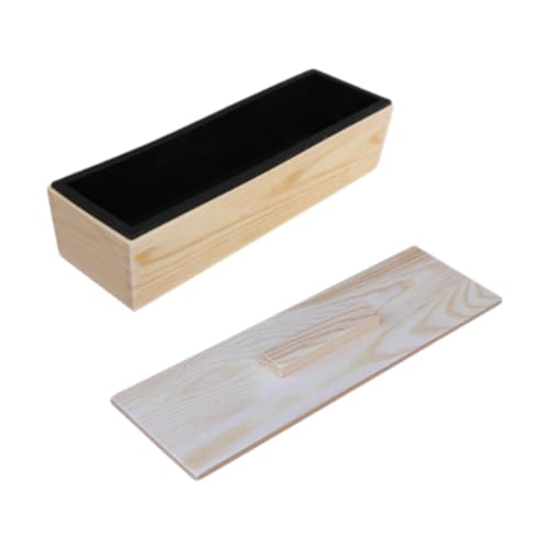 UxicRuya Rechteckige Silikonseifenform mit Holzbox, Schwarz von UxicRuya