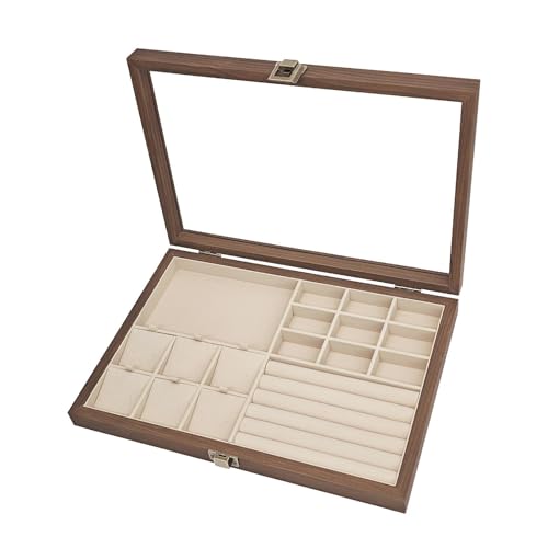 UxicRuya Schmuckschatulle mit Großem Fassungsvermögen, Fächern Und Transparentem Klappdeckel für Ihre Uhren Und Ihren Schmuck, Beigeweißer Liner UxicRuya Schmuckschatulle mit Großem Fassungsvermögen, Fächern Und Transparentem Klappdeckel für Ihre Uhren Und Ihren Schmuck, Beigeweißer Liner von UxicRuya