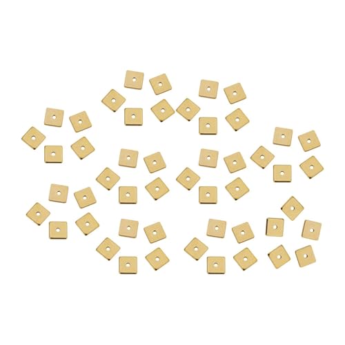 UxicRuya Set mit 50 Quadratischen Perlen Aus Edelstahl Zur Schmuckherstellung Und für Zubehör, Gold 8mm UxicRuya Set mit 50 Quadratischen Perlen Aus Edelstahl Zur Schmuckherstellung Und für Zubehör, Gold 8mm von UxicRuya