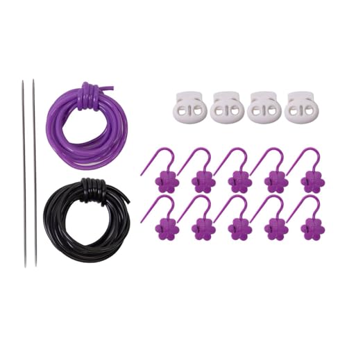 UxicRuya Strickstichhalter Barber Werkzeug Schmuckherstellung mit Stichmarkierungen Strickstichen Stiele Keeper Stichhalter, Violettes Schwarzes Kabel von UxicRuya