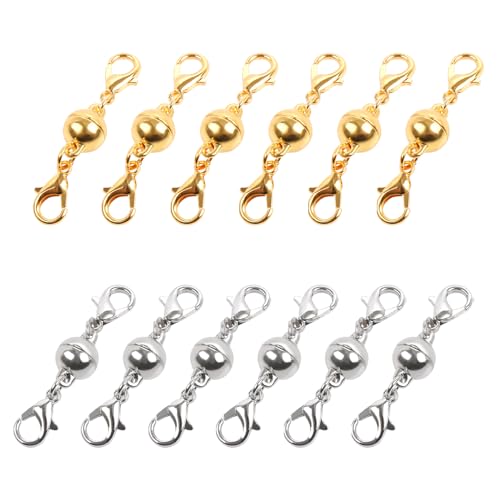 Uxney Halskettenverschlüsse, Gold- und Silberlegierung, kugelförmige Schmuckverschlüsse für Halskette, Armband, Verlängerung (12 Stück) von Uxney