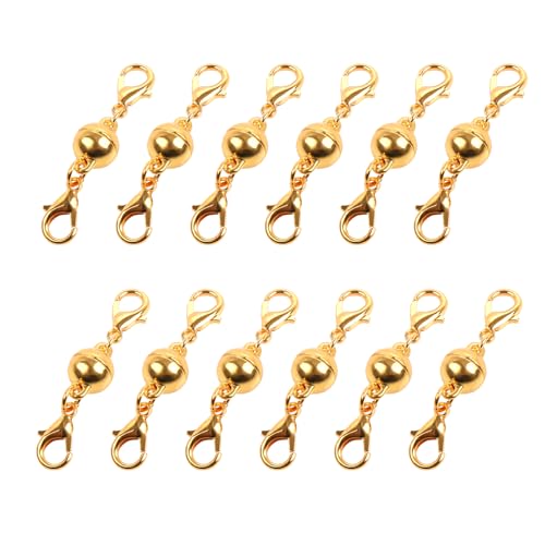 Uxney Halskettenverschlüsse, Legierung, kugelförmige Schmuckverschlüsse für Halskette, Armband, Verlängerung (12 Stück, Gold) von Uxney