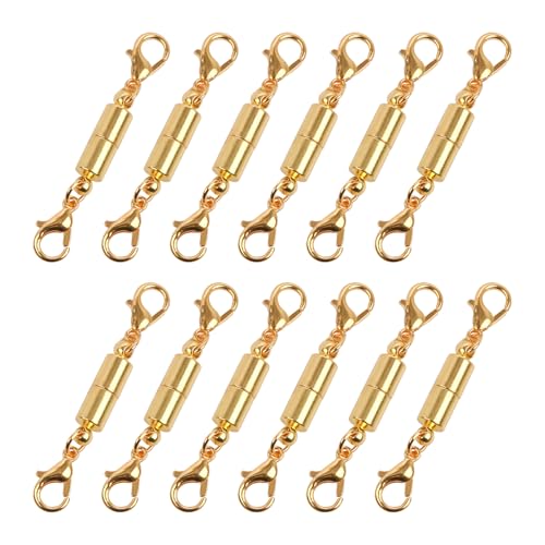 Uxney Halskettenverschlüsse, Legierung, zylindrische Schmuckverschlüsse für Halskette, Armband, Verlängerung (12 Stück, Gold) von Uxney