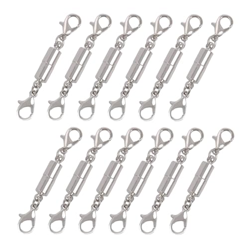 Uxney Halskettenverschlüsse, Legierung, zylindrische Schmuckverschlüsse für Halskette, Armband, Verlängerung (12 Stück, Silber) von Uxney