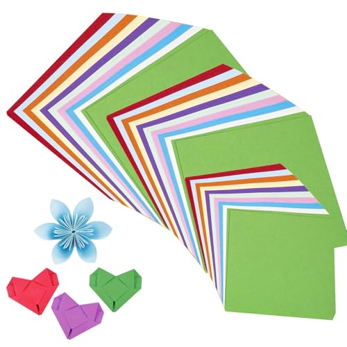 300 Blätter Buntes Origami-Papier, 10x10cm/15x15cm/20x20cm Buntes Papier Doppelseitig Quadratisch Tonpapier für DIY Kunst, Kranich aus Papier von UxradG