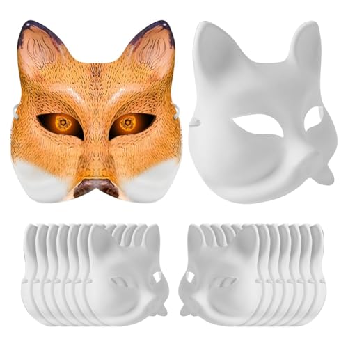Uxsjakjsd Tiermasken Aus Pappmaché, Weiße, Blanke Fuchsmaske für Cosplay, Theater, Halloween, Klassenzimmer, Art von Uxsjakjsd