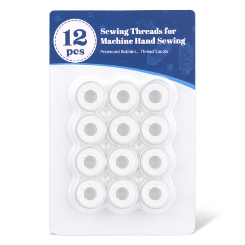 Uzecpk Garn-Set, 12-teiliges weißes Garn und Spulen-Set für Nähmaschine, vorgewickelte Spulen, Größe A Sa156, für Stickerei und Handnähen, DIY, 45,7 m/Spule Uzecpk Garn-Set, 12-teiliges weißes Garn und Spulen-Set für Nähmaschine, vorgewickelte Spulen, Größe A Sa156, für Stickerei und Handnähen, DIY, 45,7 m/Spule von UzecPk