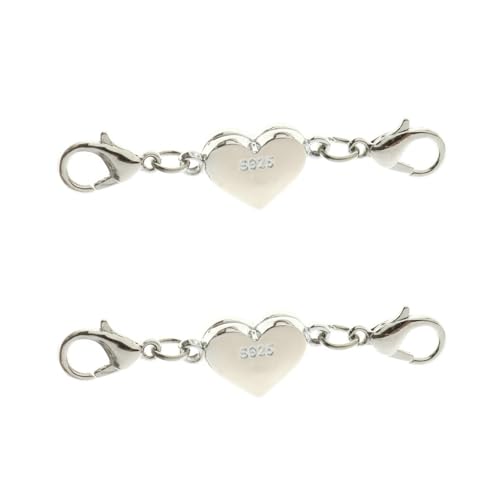 2 Stücke Magnetverschluss Kette,Magnetverschluss Armband,Sterling Silber Armband Verschluss Magnetverschluss,Herz Magnetverschluss Kette,Für Ketten Halskette Armband DIY Jewellery Making Accessories von Uzndq