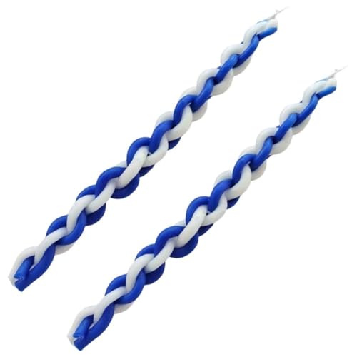 Uzztfa 2 Stück Havdalah-Kerze, Handgefertigtes Blau-weißes Paraffinwachs, Geflochtene Havdalah-Kerze, Shabbat-Kerze, Shabbat-Judaica-Geschenk von Uzztfa