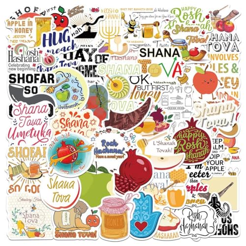 Uzztfa 50 Stück Rosch-ha-schana-Aufkleber, Partyzubehör, Jüdisches Neujahr, Shana Tova-Aufkleber, Partydekoration, Gastgeschenke, Geschenke, Preis, Goodie Bag, Gastgeschenke Uzztfa 50 Stück Rosch-ha-schana-Aufkleber, Partyzubehör, Jüdisches Neujahr, Shana Tova-Aufkleber, Partydekoration, Gastgeschenke, Geschenke, Preis, Goodie Bag, Gastgeschenke von Uzztfa