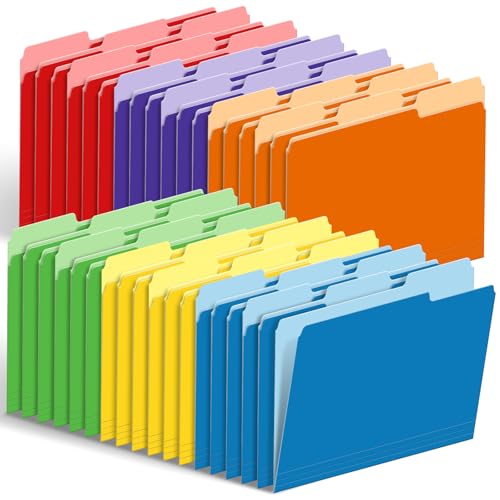 36 Stück zweifarbige Aktenordner, Bulk1/3-geschnittene Registerkarten, Briefgröße, Ordner in 6 verschiedenen Farben, ideal für Schule und Büro 36 Stück zweifarbige Aktenordner, Bulk1/3-geschnittene Registerkarten, Briefgröße, Ordner in 6 verschiedenen Farben, ideal für Schule und Büro von V-Opitos