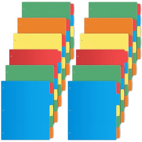 V-Opitos 12er-Set Registerkarten mit 5 Registerkarten für 3-Ringordner, Kunststoff, mehrfarbig, mit 3 Löchern gelocht, ideal für Schule und Büro V-Opitos 12er-Set Registerkarten mit 5 Registerkarten für 3-Ringordner, Kunststoff, mehrfarbig, mit 3 Löchern gelocht, ideal für Schule und Büro von V-Opitos