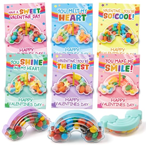 Valentinstagskarten für Kinder im Klassenzimmer, 24 Packungen Valentinstagskarten mit Regenbogen-förmigen Süßigkeitenschachteln, DIY-Valentinstagskarten für Kinder, ideales Valentinstagsgeschenk für Valentinstagskarten für Kinder im Klassenzimmer, 24 Packungen Valentinstagskarten mit Regenbogen-förmigen Süßigkeitenschachteln, DIY-Valentinstagskarten für Kinder, ideales Valentinstagsgeschenk für von V-Opitos