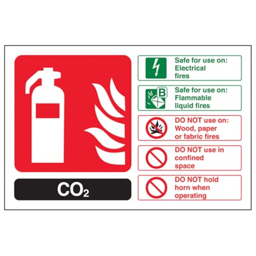 Feuerlöscher, CO2-ID, 150 x 100 mm, wiederklebbares Sicherheitsschild von V Safety