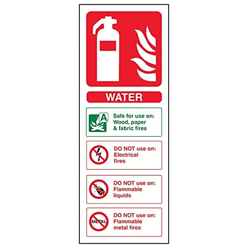 Feuerlöscher – Water ID – 75 x 200 mm wiederklebbares Sicherheitsschild von V Safety