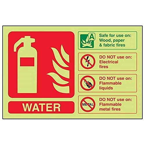 VSafety englisches Warnschild für Feuerlöscher, leuchtet im Dunkeln, 150 x 100 mm, selbstklebendes Vinyl von V Safety