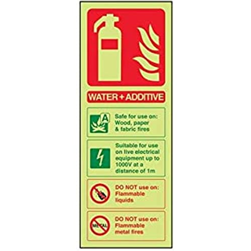 VSafety Glow in the Dark Water, Additive ID Feuerlöscher Schild – 75 mm x 200 mm – selbstklebendes Vinyl von V Safety