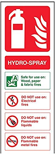 VSafety Hydro-Spray ID-Feuerlöscher, Hochformat, 100 x 280 mm, 1 mm starrer Kunststoff von V Safety
