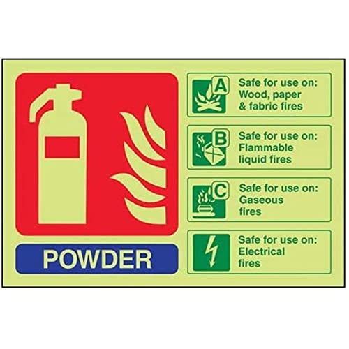 VSafety Schild mit Feuerlöscher, leuchtet im Dunkeln, 200 mm x 150 mm, selbstklebendes Vinyl von V Safety