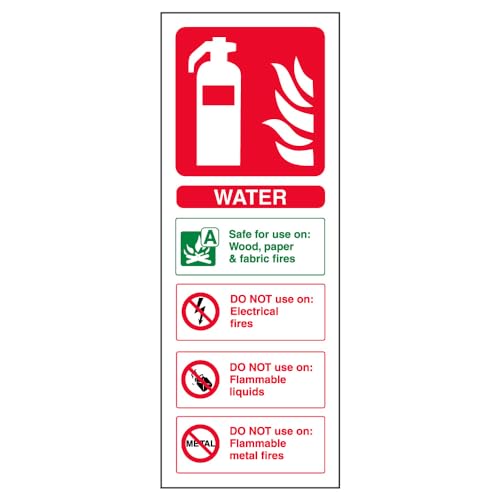 VSafety Water ID Feuerlöscher-Schild – Hochformat – 75 mm x 200 mm – 2 mm starrer Kunststoff von V Safety