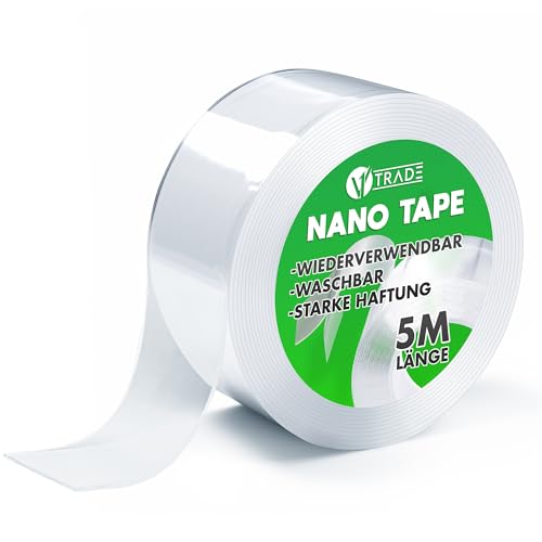 V1 TRADE Nano Tape 5m - Doppelseitiges Klebeband Extra Stark Transparent 1 Rolle - Klebeband Doppelseitig Ablösbar - Double Sided Tape Strong - Wiederverwendbar V1 TRADE Nano Tape 5m - Doppelseitiges Klebeband Extra Stark Transparent 1 Rolle - Klebeband Doppelseitig Ablösbar - Double Sided Tape Strong - Wiederverwendbar von V1 TRADE