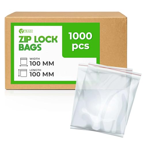 V1 TRADE Zip Beutel Set 1000 Stück 100 x 100 mm - Baggys - Robuste Druckverschlussbeutel - Wiederverschließbare Beutel zu Einer Besseren Organisation - Plastikbeutel Verschließbar V1 TRADE Zip Beutel Set 1000 Stück 100 x 100 mm - Baggys - Robuste Druckverschlussbeutel - Wiederverschließbare Beutel zu Einer Besseren Organisation - Plastikbeutel Verschließbar von V1 TRADE