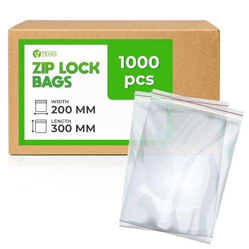 V1 TRADE Zip Beutel Set 1000 Stück 200 x 300 mm - Baggys - Robuste Druckverschlussbeutel - Wiederverschließbare Beutel zu Einer Besseren Organisation - Plastikbeutel Verschließbar V1 TRADE Zip Beutel Set 1000 Stück 200 x 300 mm - Baggys - Robuste Druckverschlussbeutel - Wiederverschließbare Beutel zu Einer Besseren Organisation - Plastikbeutel Verschließbar von V1 TRADE