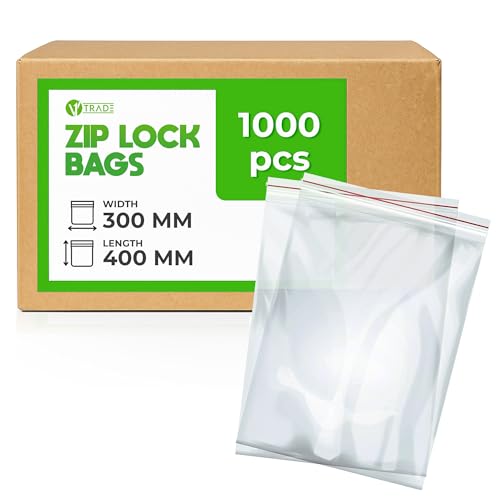 V1 TRADE Zip Beutel Set 1000 Stück 300 x 400 mm - Baggys - Robuste Druckverschlussbeutel - Wiederverschließbare Beutel zu Einer Besseren Organisation - Plastikbeutel Verschließbar von V1 TRADE