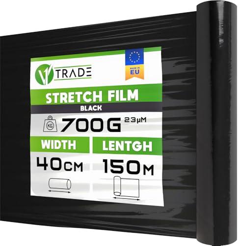 V1 Trade Stretchfolie Schwarz - Folie für Möbel - Hand Umzugfolie 150m x 40 cm - Stretchfolienrolle Schwarzfolie 23my - Verpackungsfolie auf Rolle - Wickelfolie - Umzugsfolie Dehnung 250% V1 Trade Stretchfolie Schwarz - Folie für Möbel - Hand Umzugfolie 150m x 40 cm - Stretchfolienrolle Schwarzfolie 23my - Verpackungsfolie auf Rolle - Wickelfolie - Umzugsfolie Dehnung 250% von V1 TRADE