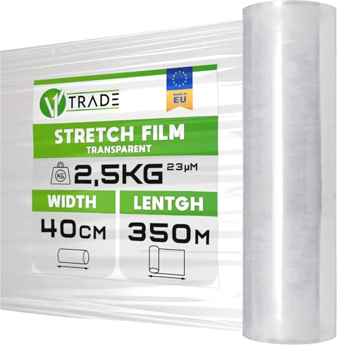 V1 Trade Stretchfolie Transparent - Folie für Möbel - Hand Umzugfolie 350m x 40 cm - Stretchfolienrolle Transparentfolie 23my - Verpackungsfolie auf Rolle - Wickelfolie - Umzugsfolie Dehnung 250% V1 Trade Stretchfolie Transparent - Folie für Möbel - Hand Umzugfolie 350m x 40 cm - Stretchfolienrolle Transparentfolie 23my - Verpackungsfolie auf Rolle - Wickelfolie - Umzugsfolie Dehnung 250% von V1 TRADE