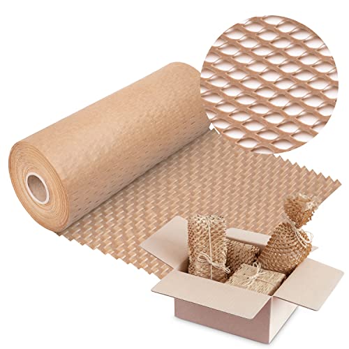 V1 Trade Verpackungspapier Rolle 30cm x 50m - Braunes Wabenpapier - Kraftpapier Rolle - Öko Packpapier - Wellpappe 70g/m2 - Verpackungsmaterial Papier - Füllmaterial Verpackung - Polsterpapier von V1 TRADE